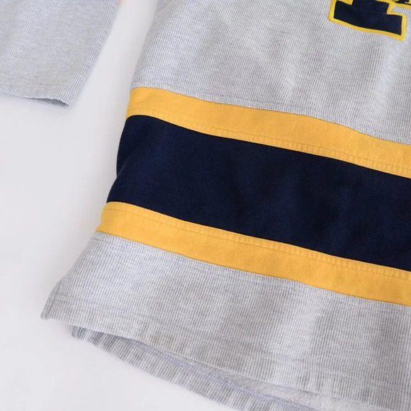 VTG 90S Simply For Sports Gray Blue  Embroidered Mi Wolverines U V-neck Sweater - Picture 6 of 12